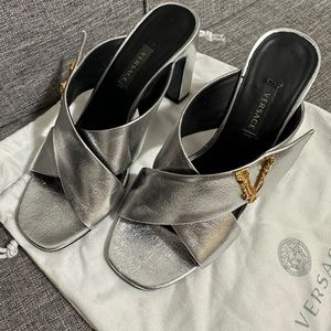 Super trendy silver Versace shoes on sale!